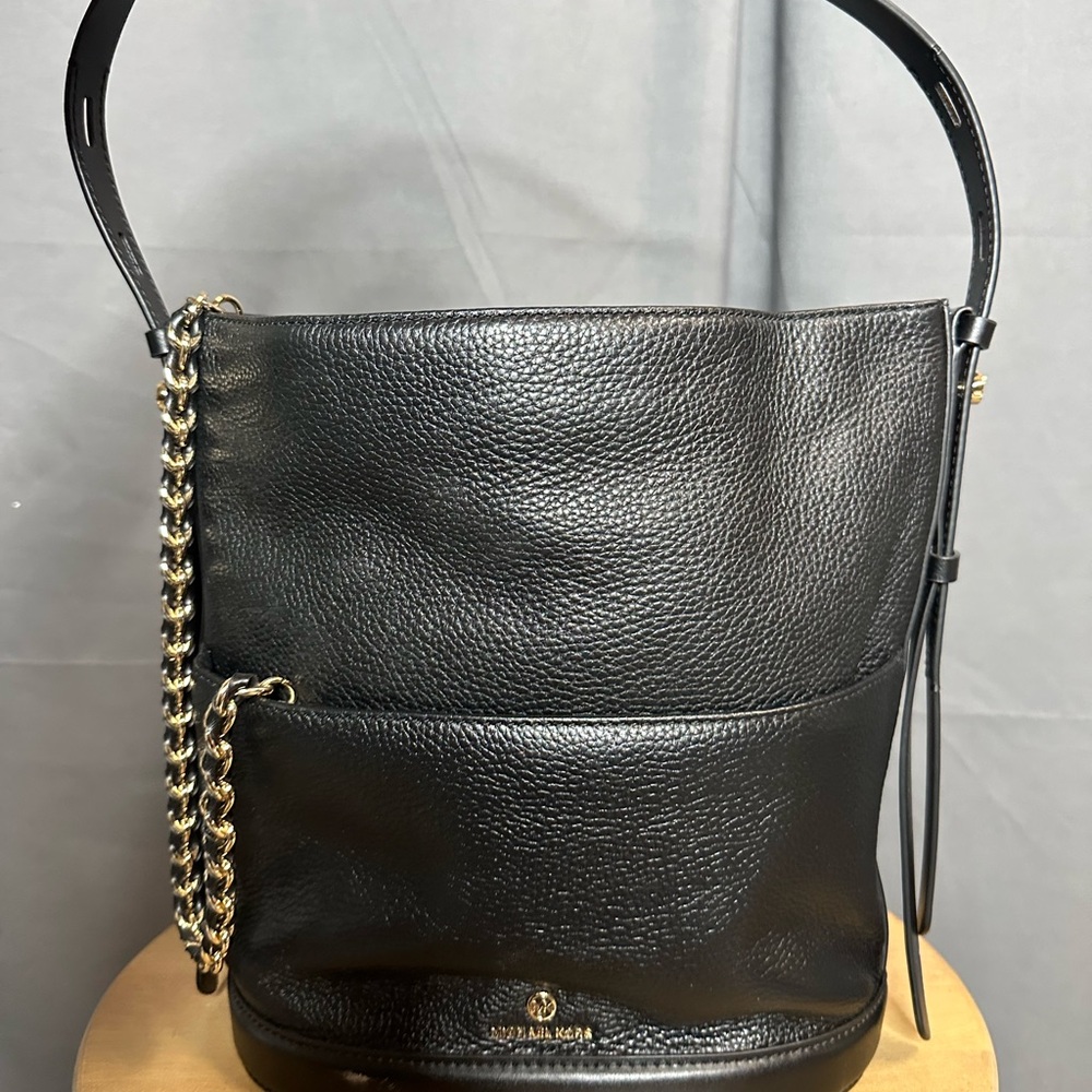 Michael Kors Black Leather Bucket Bag